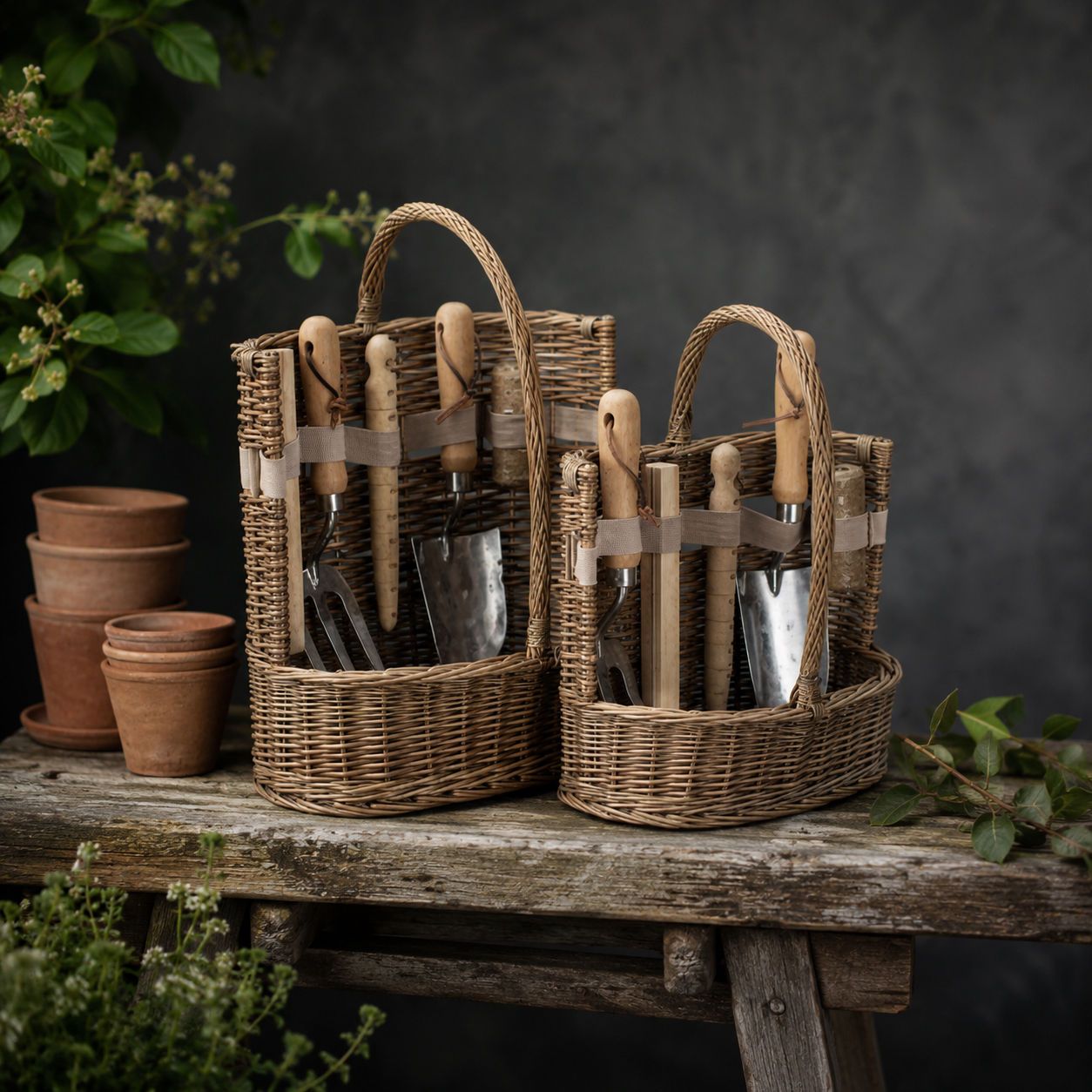 The Potting Shed Basket | Antique Wash Willow Garden Tool Basket