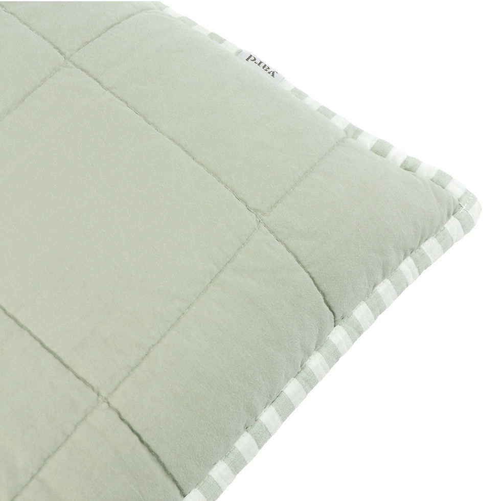 RIVA - Eucalyptus/Bay Green - Hebden Quilted Stripe Cushion and Bedspread