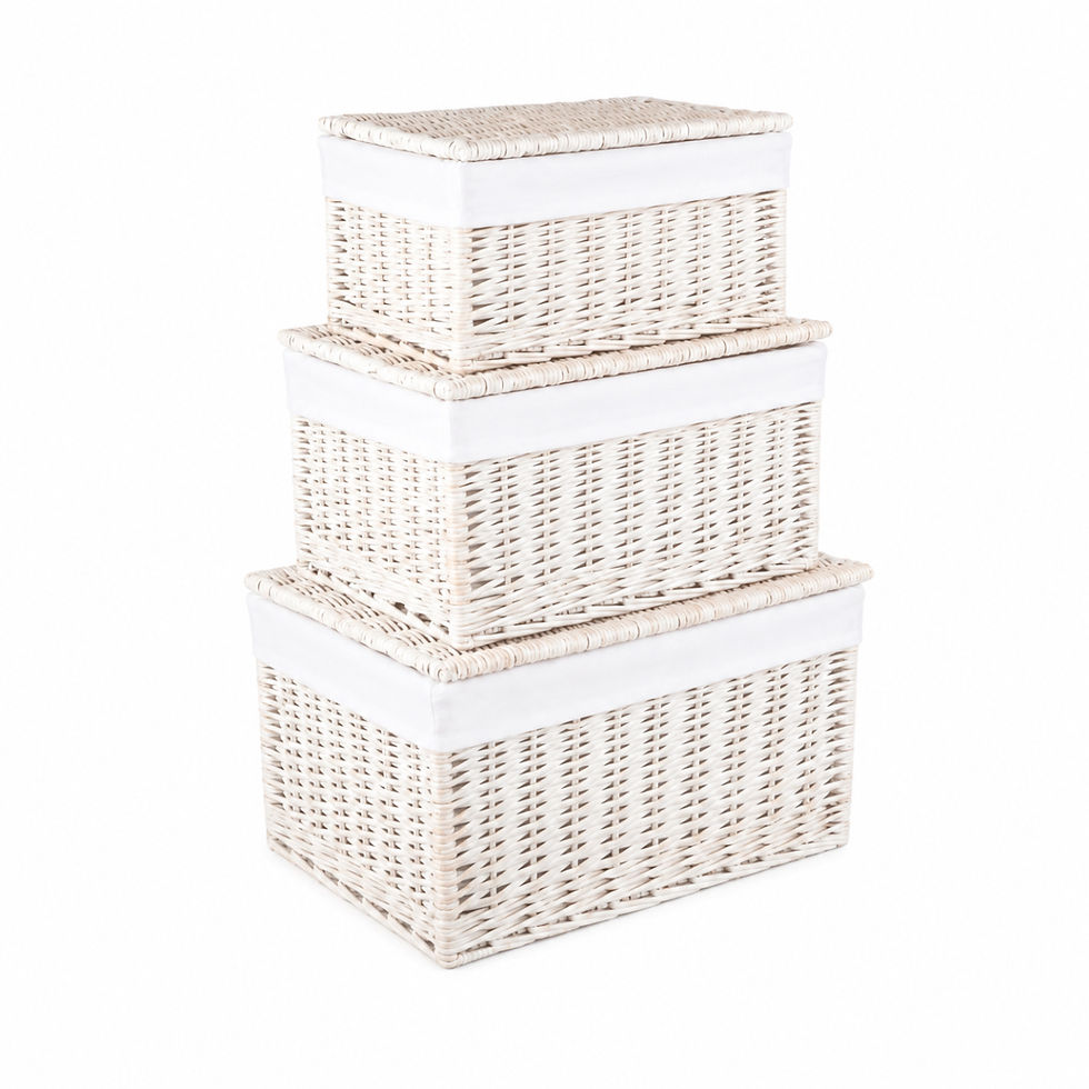 The Dune Willow Storage Set | White-Wash Hampers