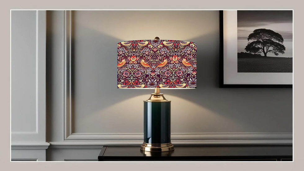 william morris strawberry thief damson mini print table lampshade