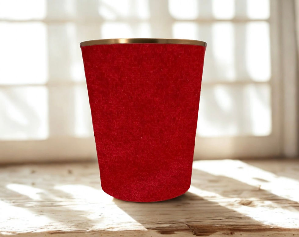 Venetian Velvet ruby red Waste Paper Bin with gold trim