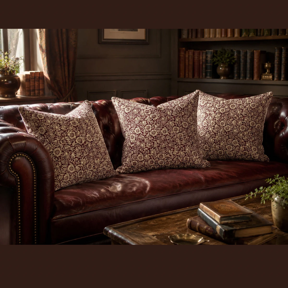 William Morris Mallow Wine Scatter cushion cases 16" 45cm