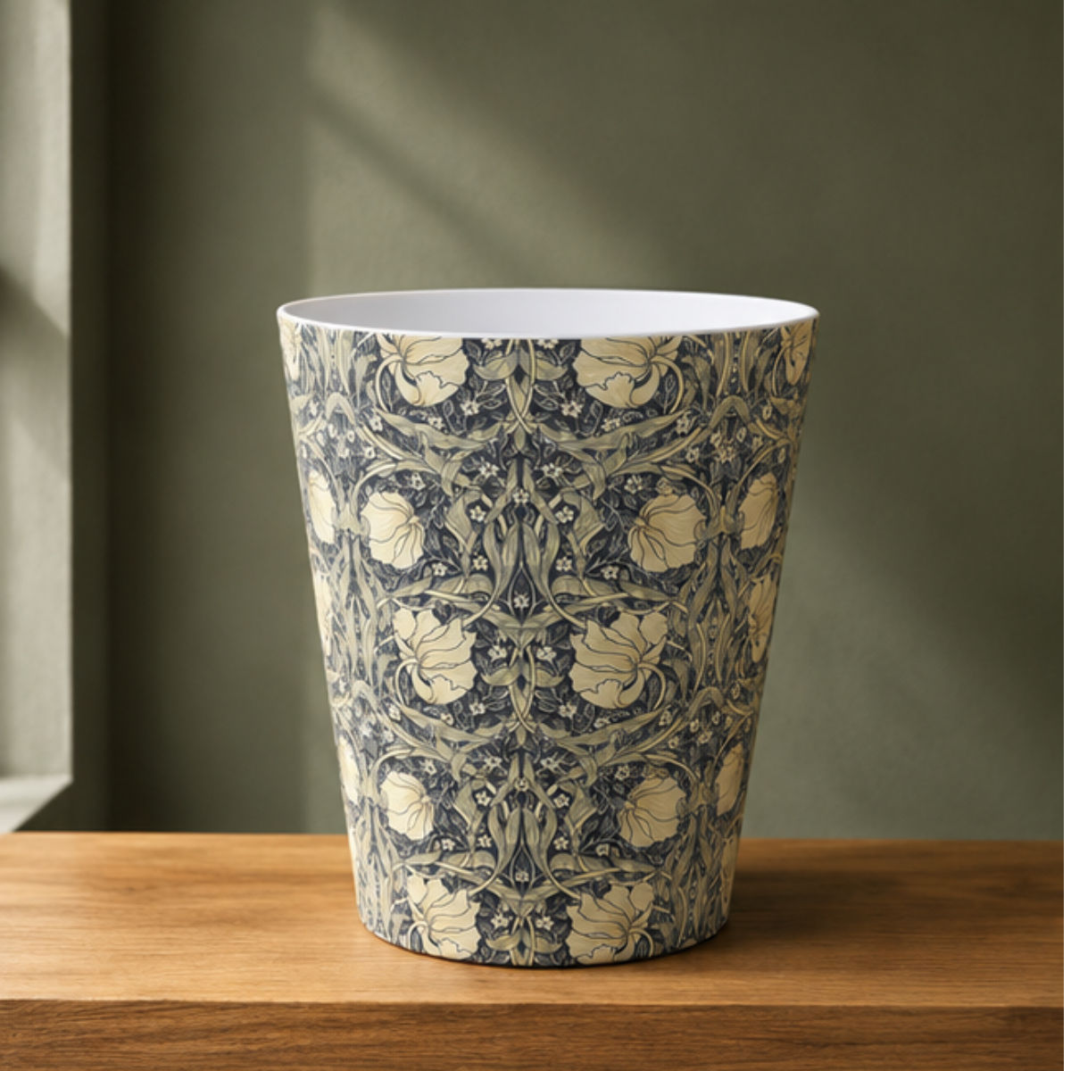 william morris pimpernel blue waste paper bin