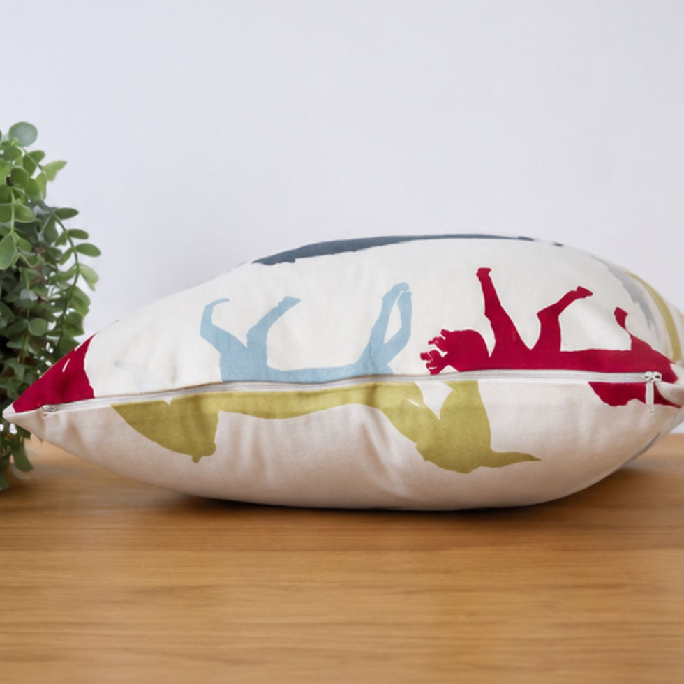 Thumbnail: Side view of The Pony Parade Pink cushion showing horse print fabric and concealed white zip closure