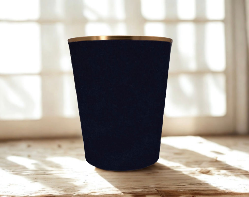 venetian velvet jet black waste paper bin with gold trim