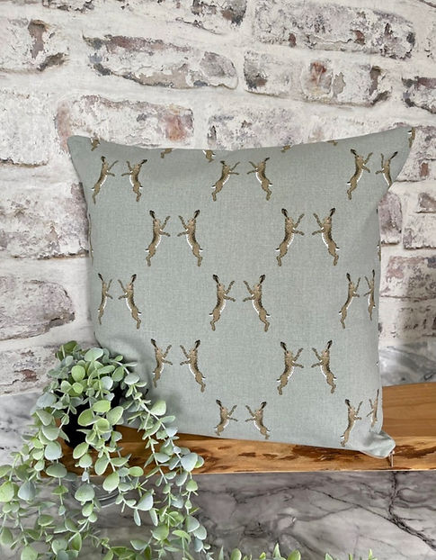 Sophie Allport Boxing Hares scatter cushion with no piped trim