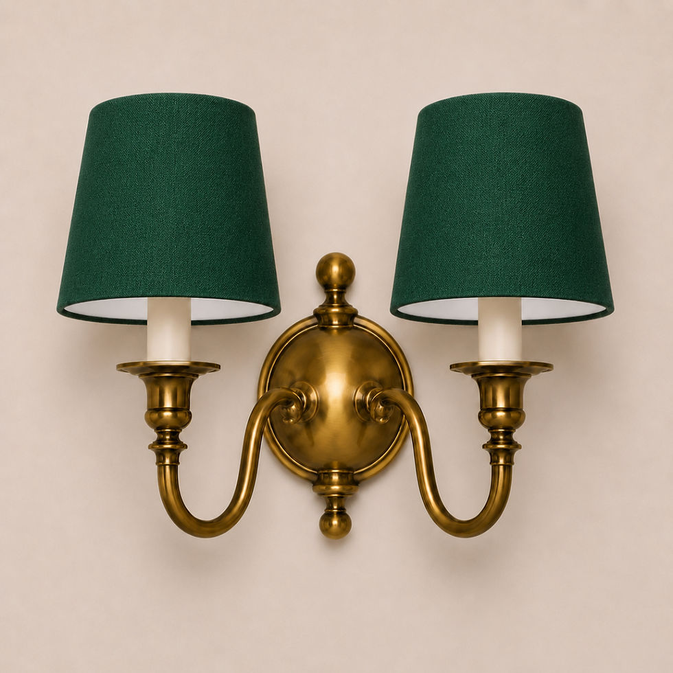pair of bottle green candle clip wall lampshades