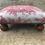 Thumbnail: Small footstool side saddle toile du jouy red grey ball feet reupholstered living lounge furniture berry grouse horse hunt