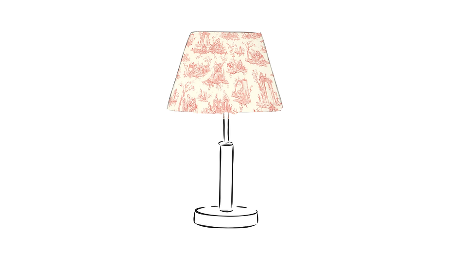 french toile soft red empire table lampshade