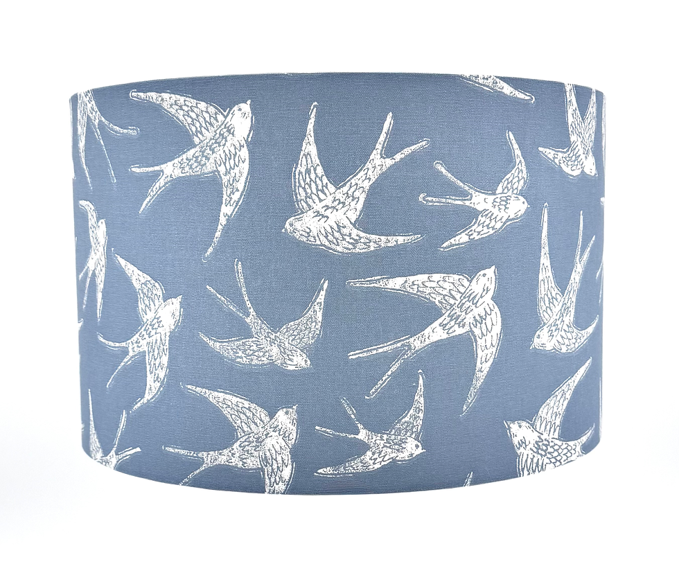 Clarke & Clarke Fly Away Navy Lampshades 40cm drum