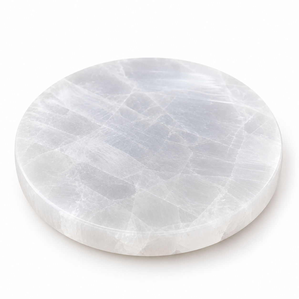 Natural white selenite resting plate 10 cm