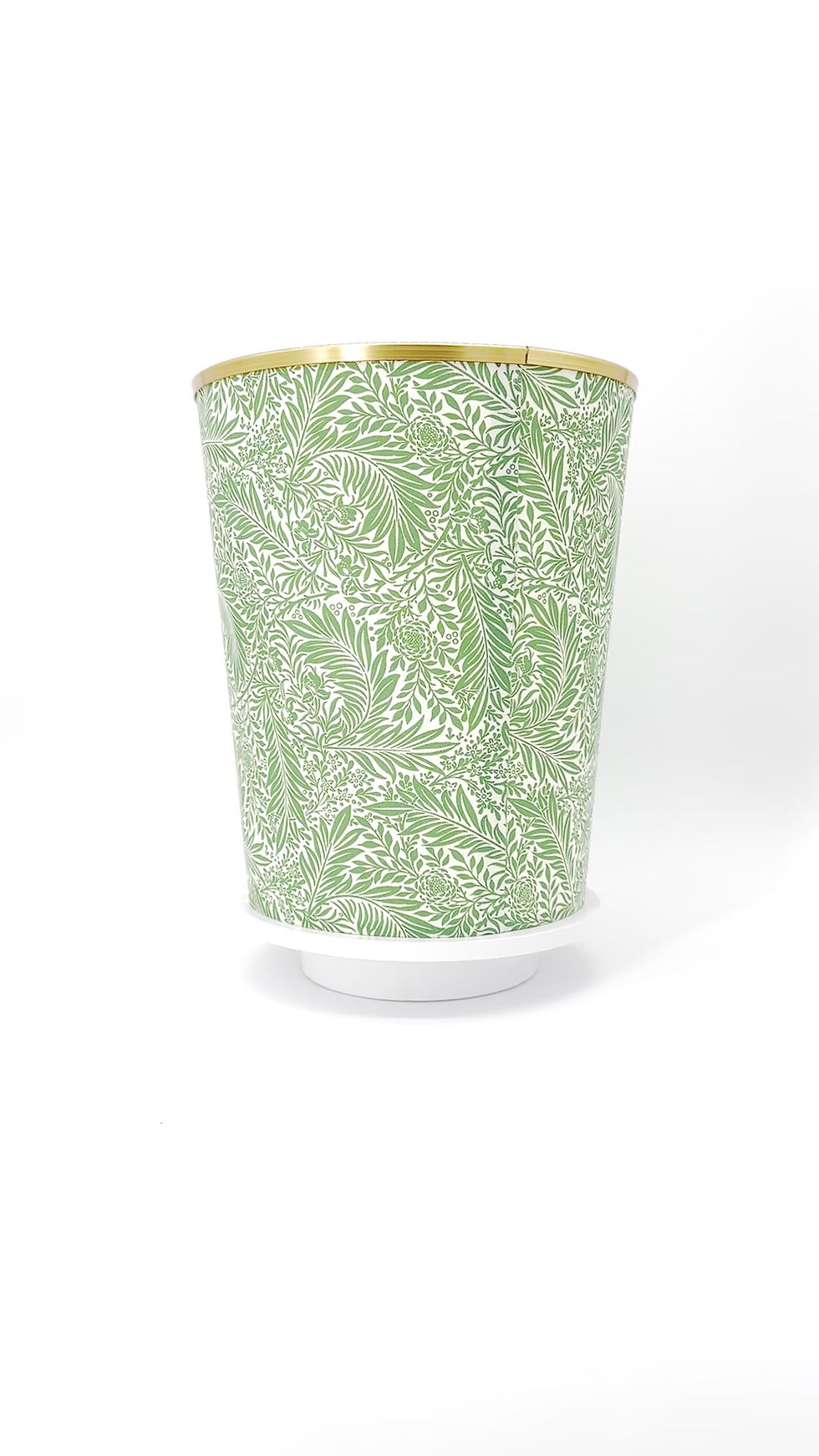 Thumbnail: william morris larkspur sage waste paper bin with gold trim