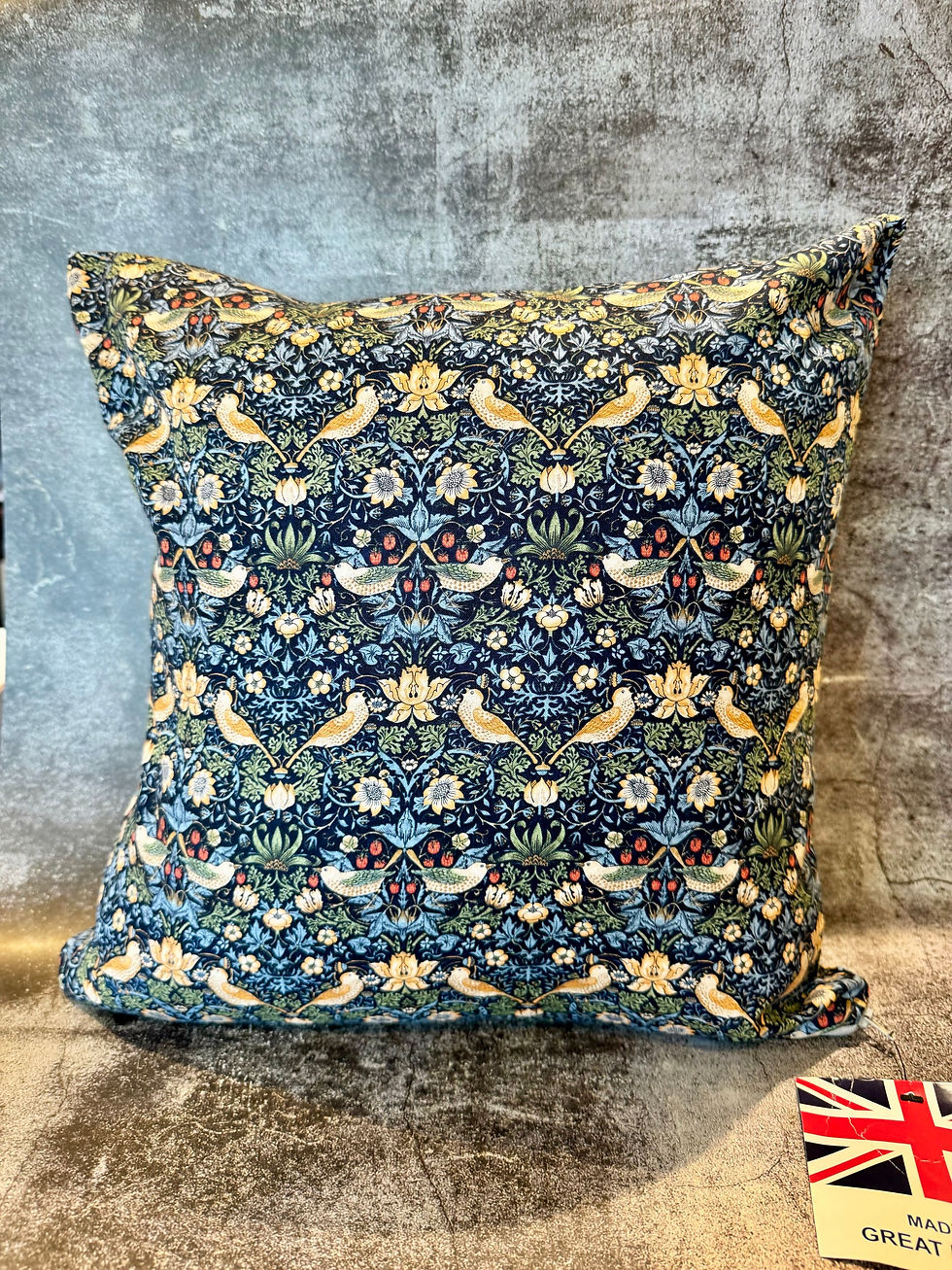 Thumbnail: William Morris strawberry thief mini in navy scatter cushion case 12" 13" 14" 15" 16" 17" 18" 19" 20" 21" 22" case only piped