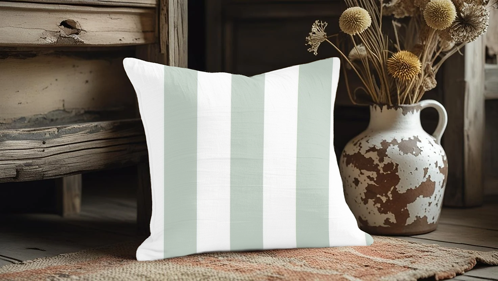 wrendale green stripe scatter cushion