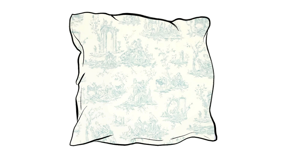french toile in soft blue scatter cushion