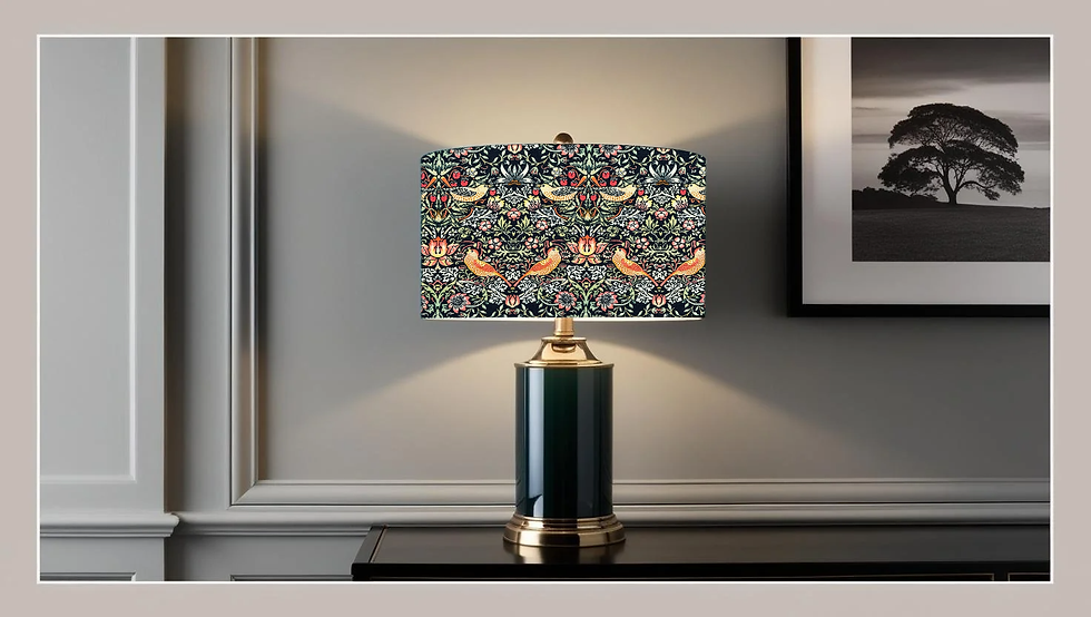 William Morris Strawberry Thief Ebony mini print Table lampshade
