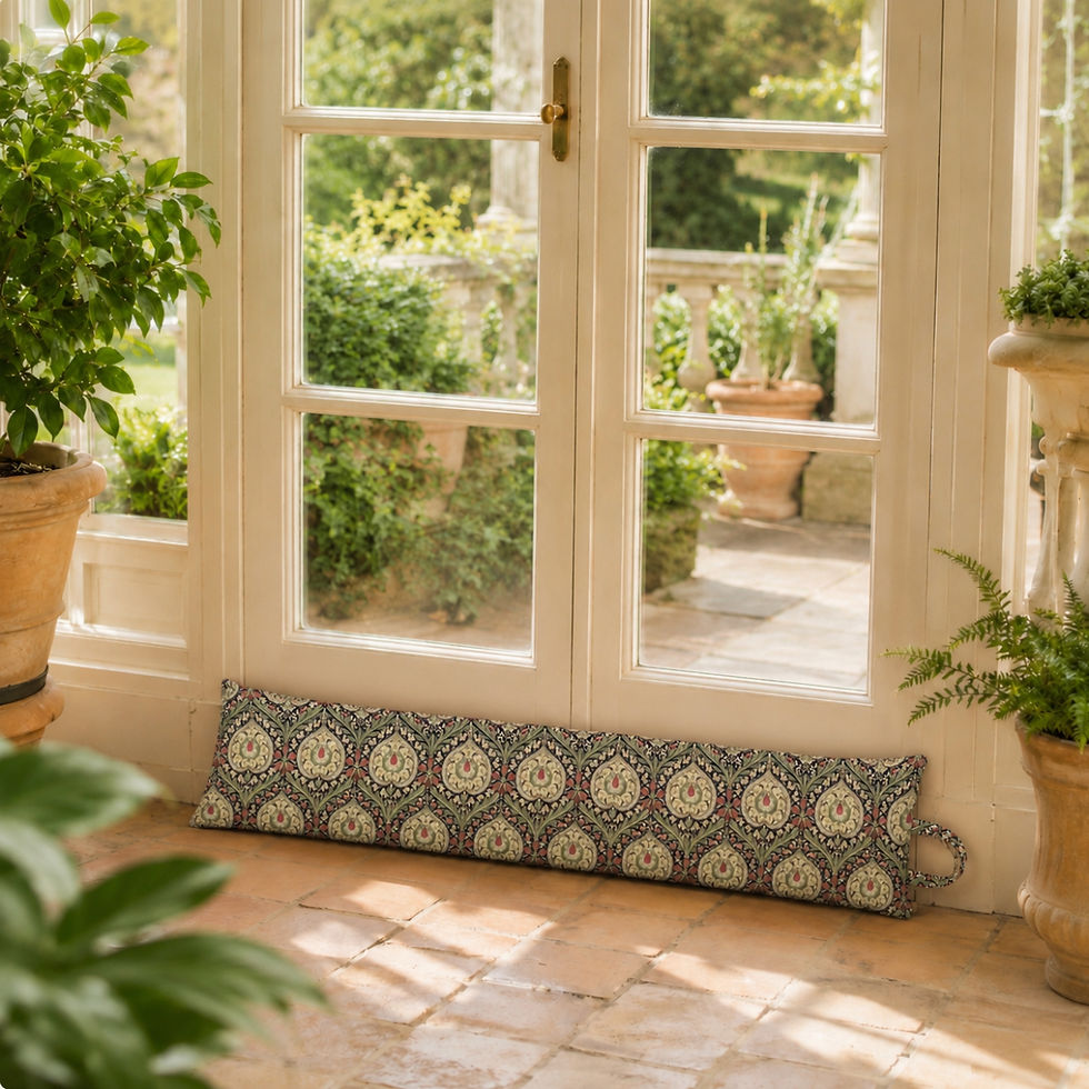 william morris eden midnight door draught excluder set within the orangery