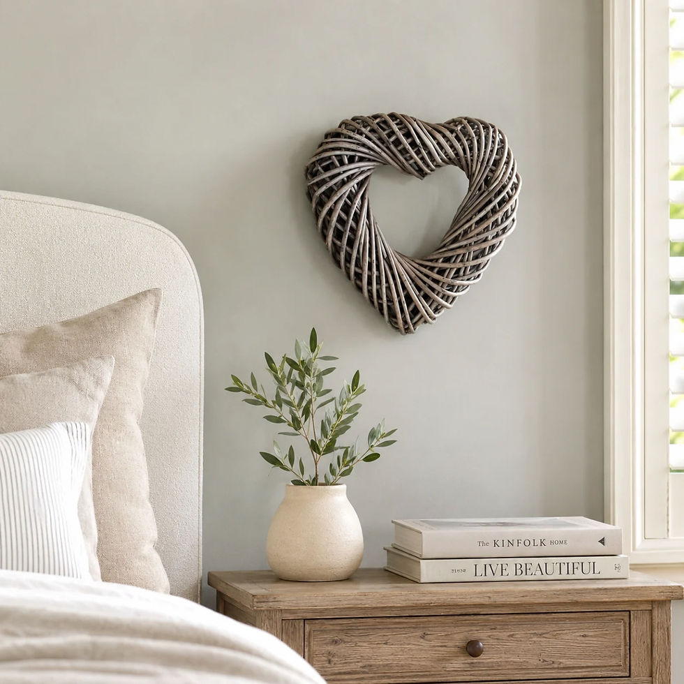 Thumbnail: Small antique grey wash willow heart wreath with natural woven finish, suitable for year-round door, wall or shelf styling