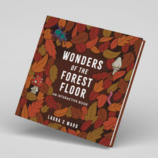 A square format children's picture book with leaves and autumnal colours with the words 'Wonders of the Forest Floor'