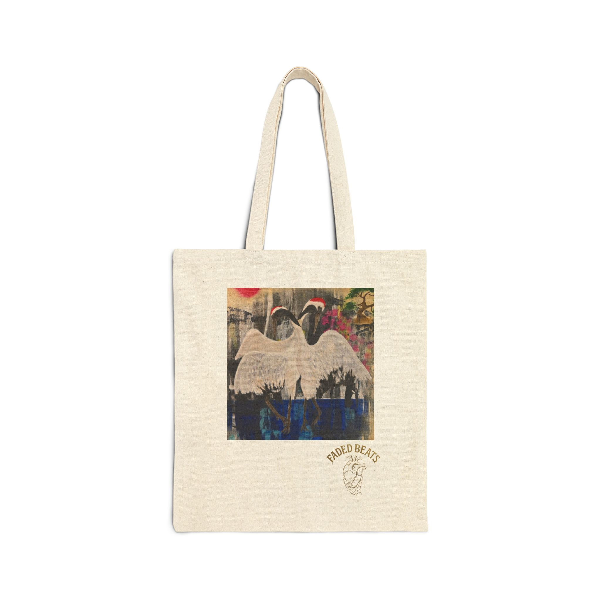Cotton Canvas Tote Bag Love Birds