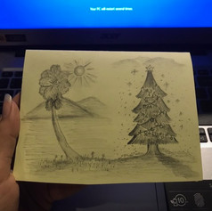 Ein Bild mit Symbolkraft - eine kambodschanische Palme und ein europäischer Weihnachtsbaum