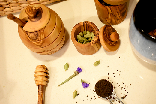 Olive Wood Spice Jar Set
