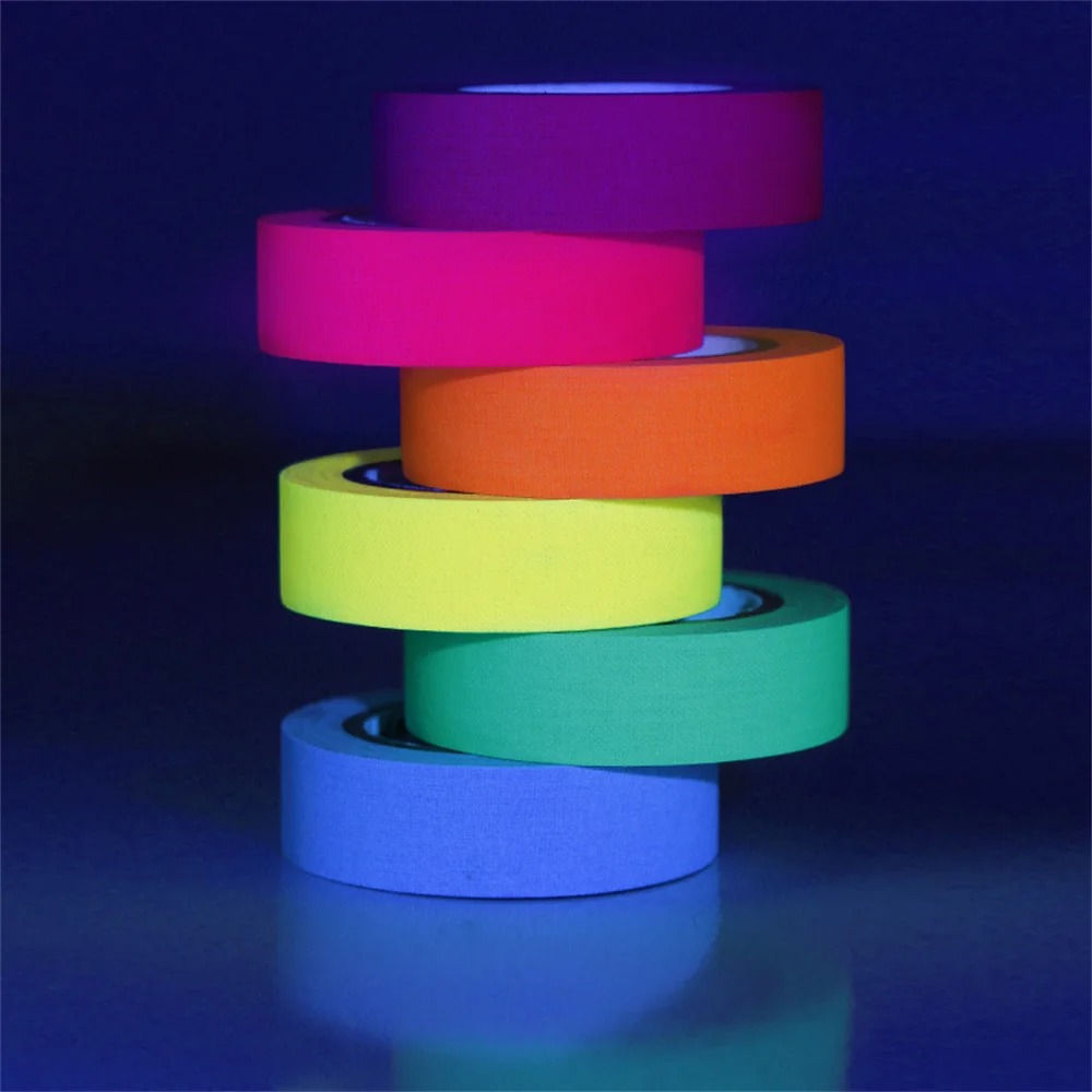 6pcs/set, Fluorescent Tape, Blacklight Reactive Glow In The Dark Neon Tape
