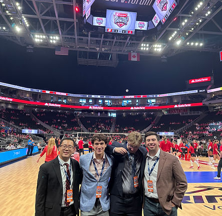 Anthony and broadcast partners Evan, Joey, and David at FIserv Forum in Milwaukee