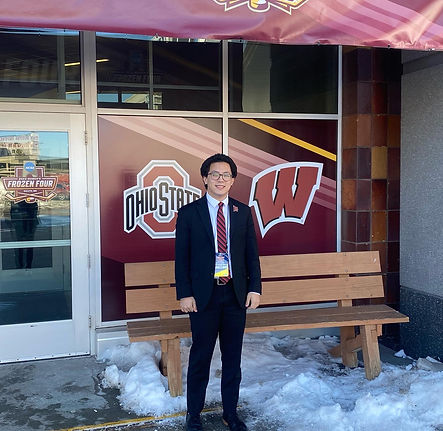 Anthony outside of AMSOIL Arena in Duluth, Minn.