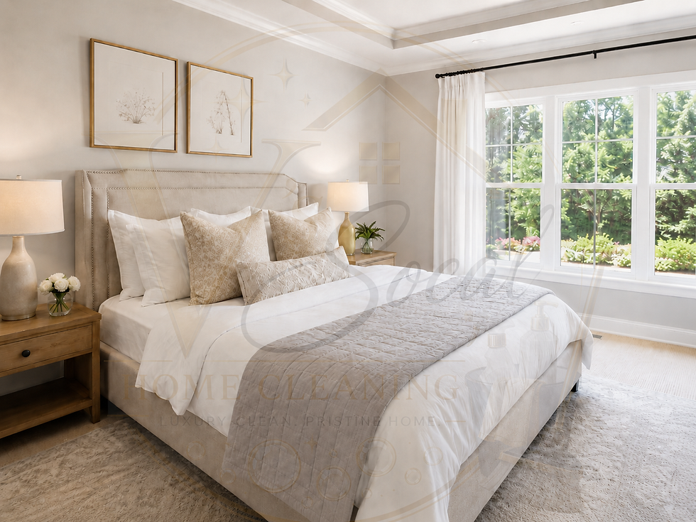 Bright bedroom with a large bed, lamps, and window.