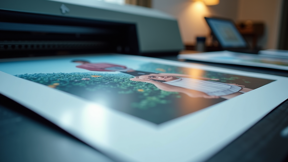 Eye-level view of a large format printer producing a vibrant poster