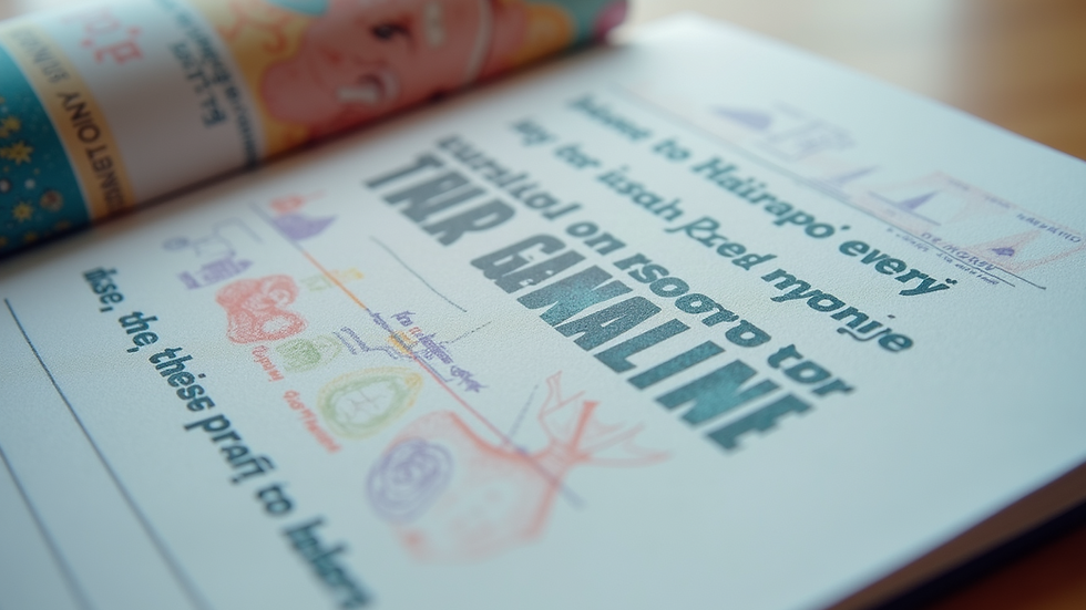 Close-up view of a printed brochure with vibrant colours and sharp text