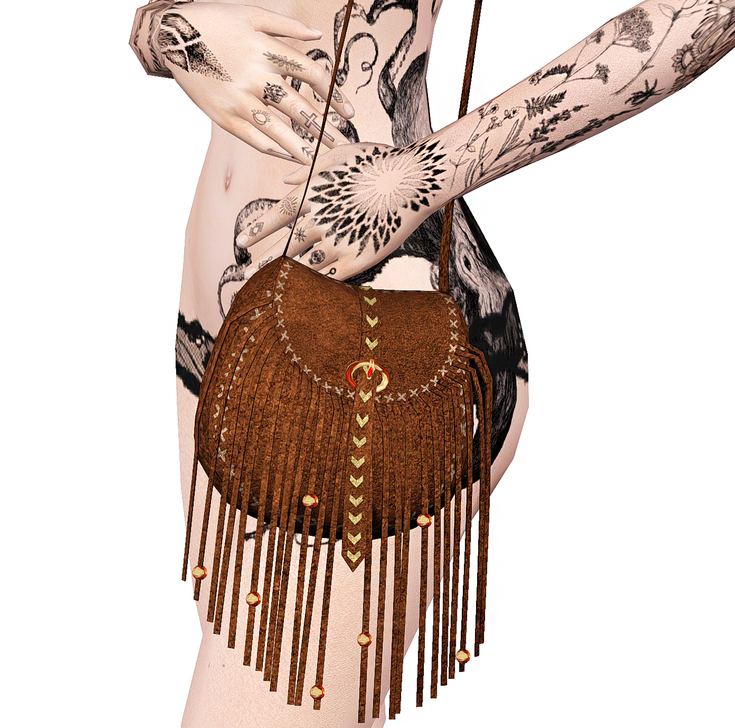 Suede Handbag with Fringe