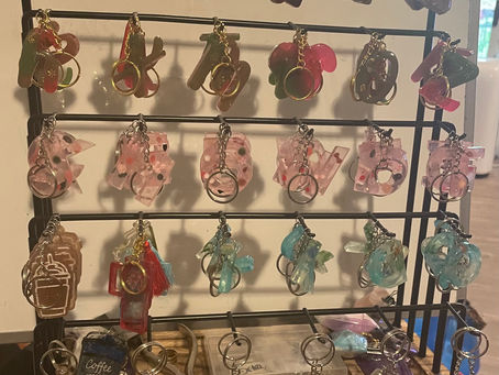 keychains hanging on rack