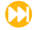  Icon of a bright orange fast-forward button, featuring two pointed triangles pointed to the right, on a plain, bright yellow