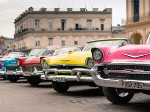 Brightly coloured cars