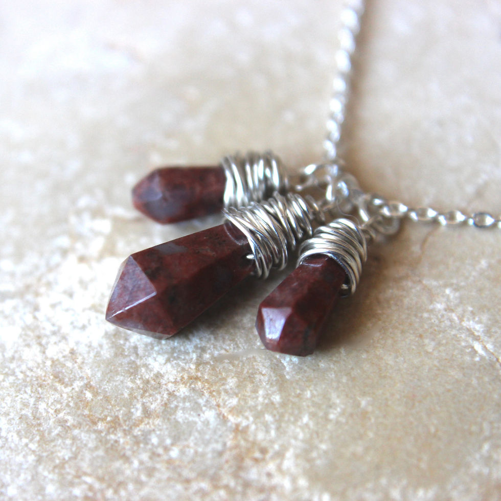 Carmine Granite Esmeralda Pointed Pencil Necklace