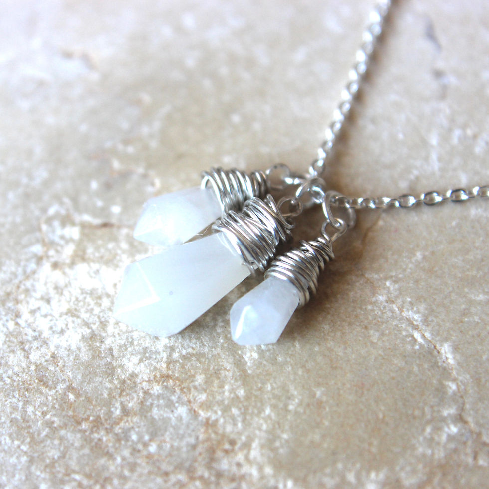 White Moonstone Esmeralda Pointed Pencil Necklace