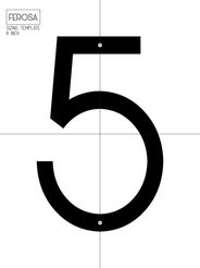 House number sizing template for a 8 inch number 5.