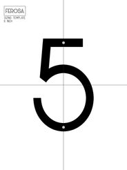 House number sizing template for a 6 inch number 5.