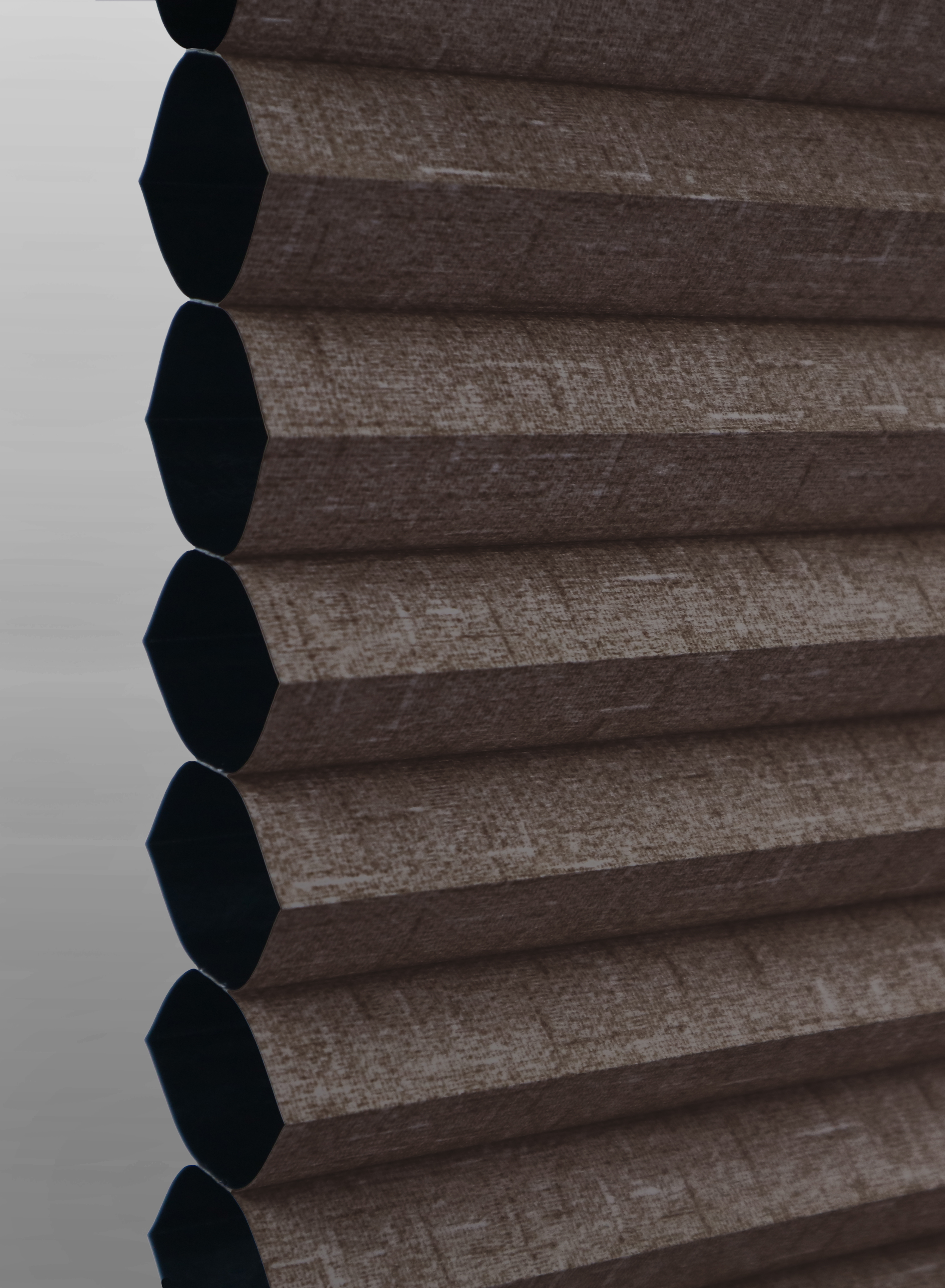 Dark Chocolate Linen print cellular shade fabric swatch