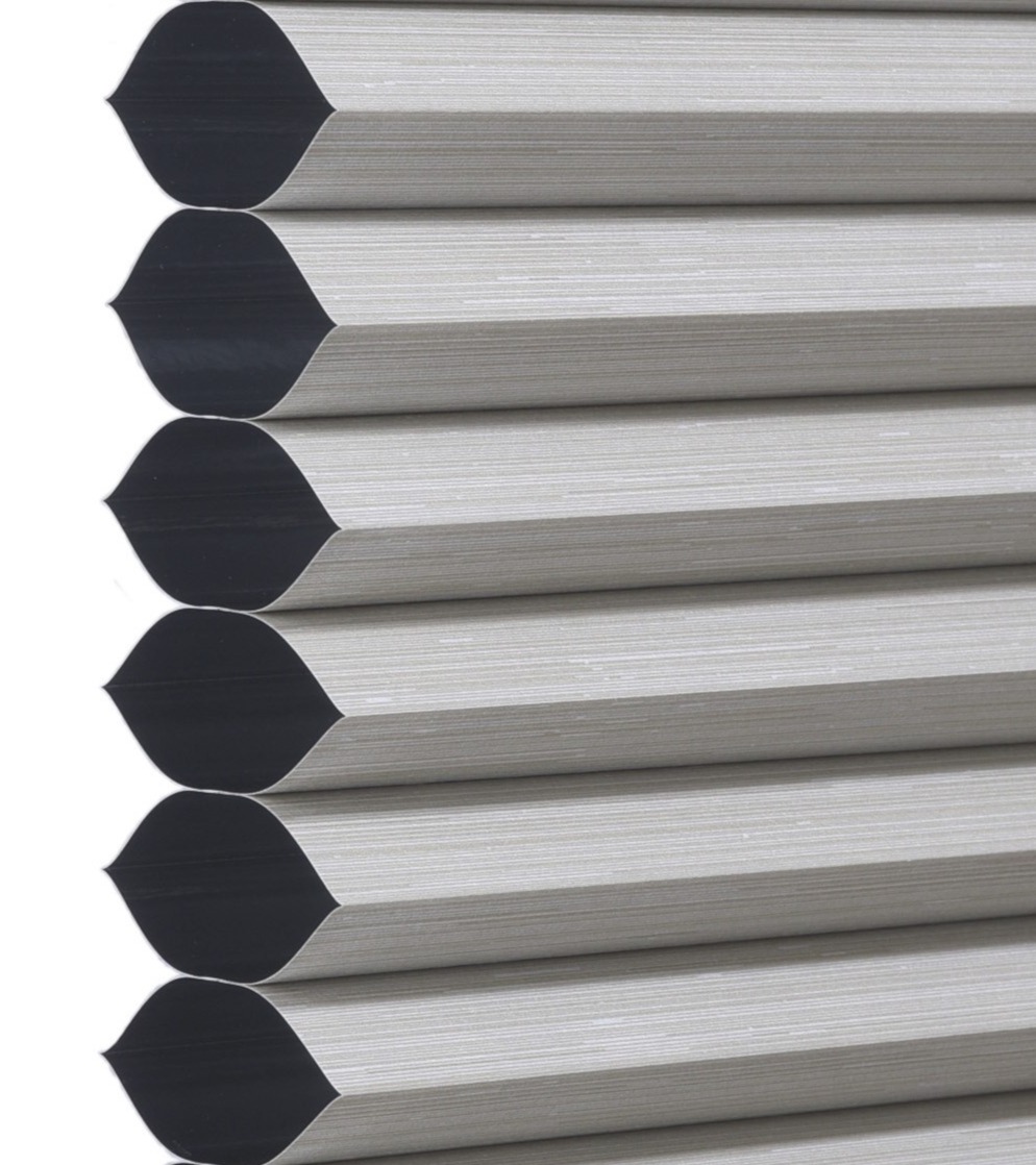 Misty Gray Bamboo print cellular shade fabric swatch