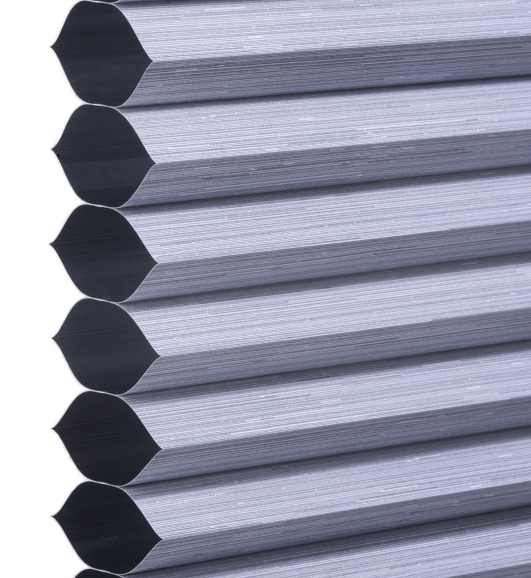 Royal Gray Bamboo print cellular shade fabric swatch