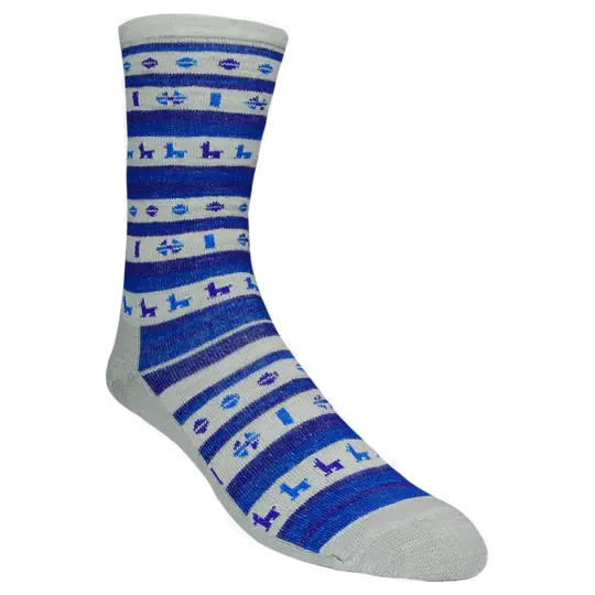 Thumbnail: Gray striped alpaca socks with alpaca pattern