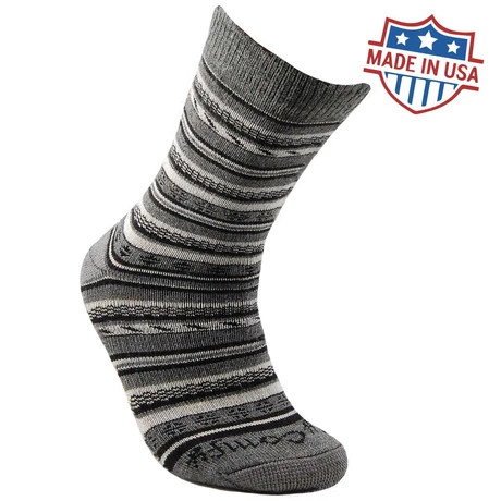 Thumbnail: Gray Stripes Alpaca Dress Socks on foot