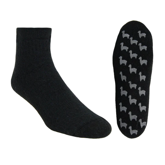 Black alpaca slipper socks with grips