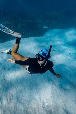 Thumbnail: Divermon Neck Gaiter - Cetaceans Blue UV