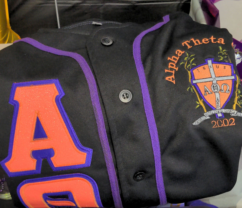 Thumbnail: Jersey-Greek letter baseball jersey w/ letters, shield, line name and number