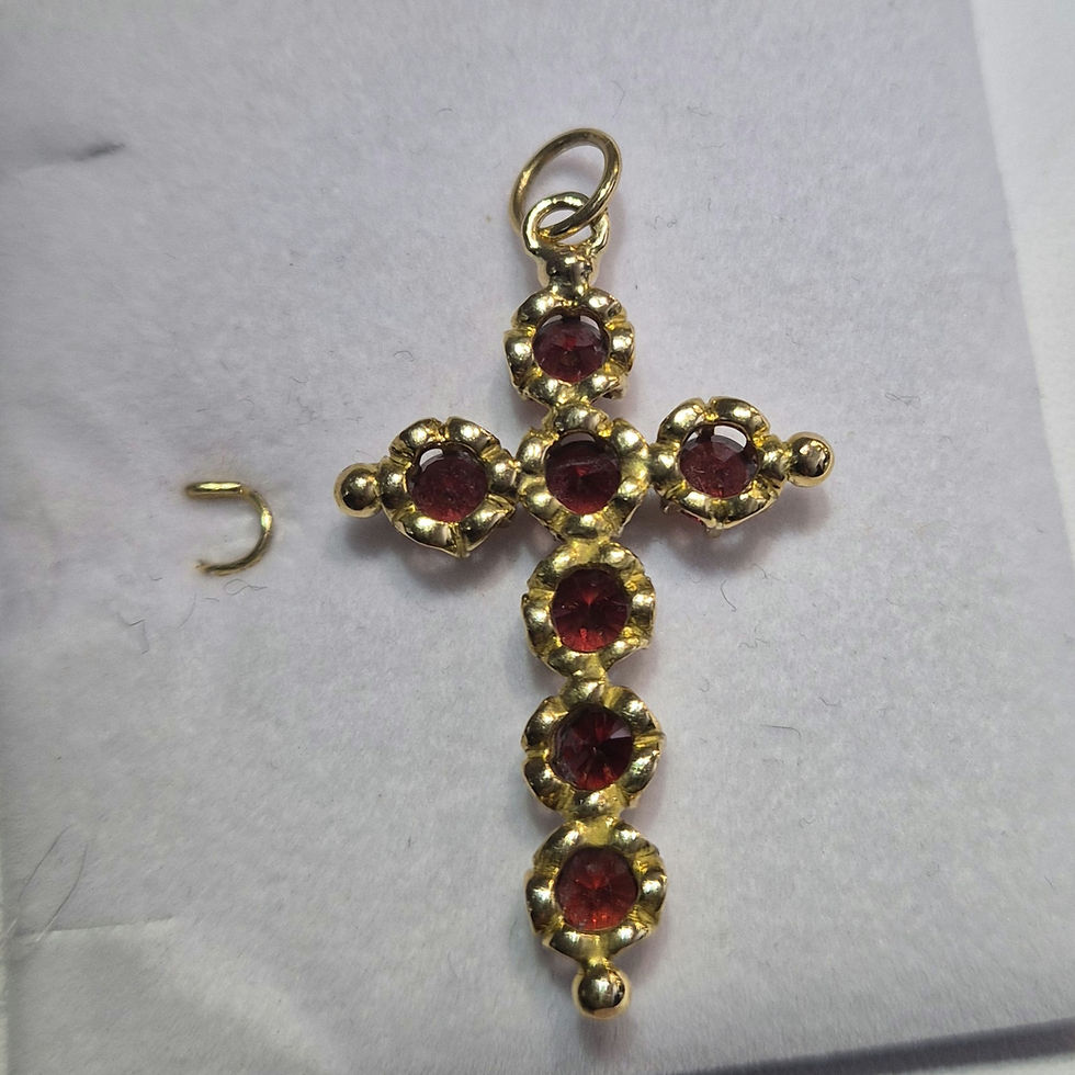 Miniature : Croix Provençale Or Et Grenats De Perpignan