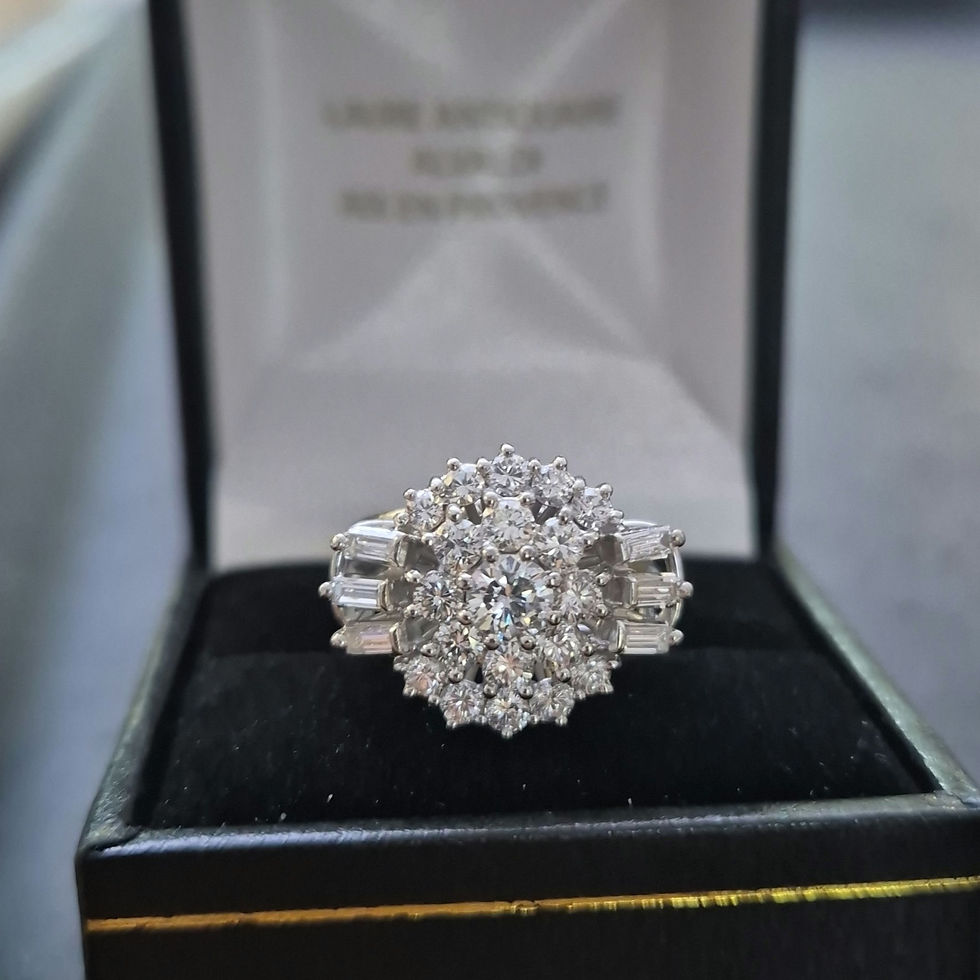 Miniature : Bague marguerite diamants années 60 panier fil or blanc